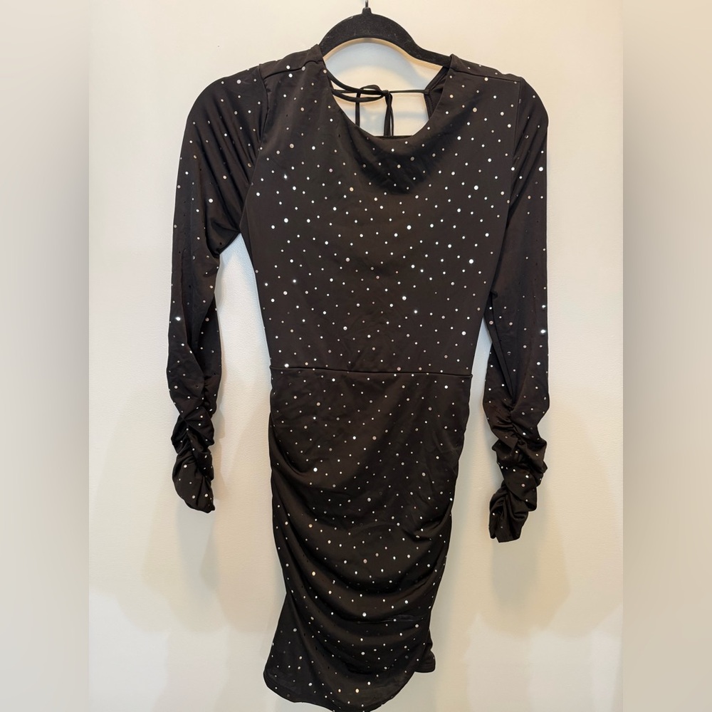Lucy‎ in the Sky Twinkly Backless Dress in Black - Size L
